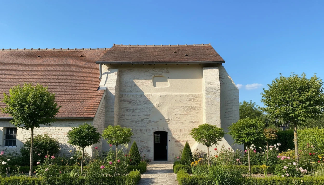 Maison abandonnée isolée dans paysage rural aride sous ciel orageux dramatique